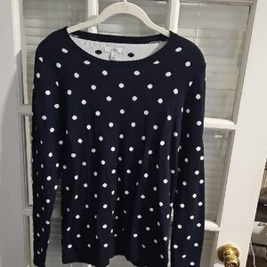 NWOT Croft & Barrow Dark Blue Sweater with White Dots. Sz M. Never Worn.